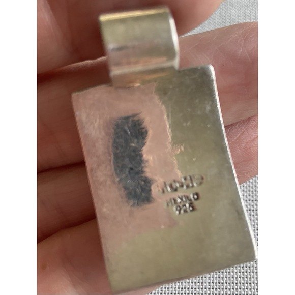 Vintage Taxco Mexico Sterling Silver Turquoise Pendant 16g ESTATE jewelry - Picture 3 of 6